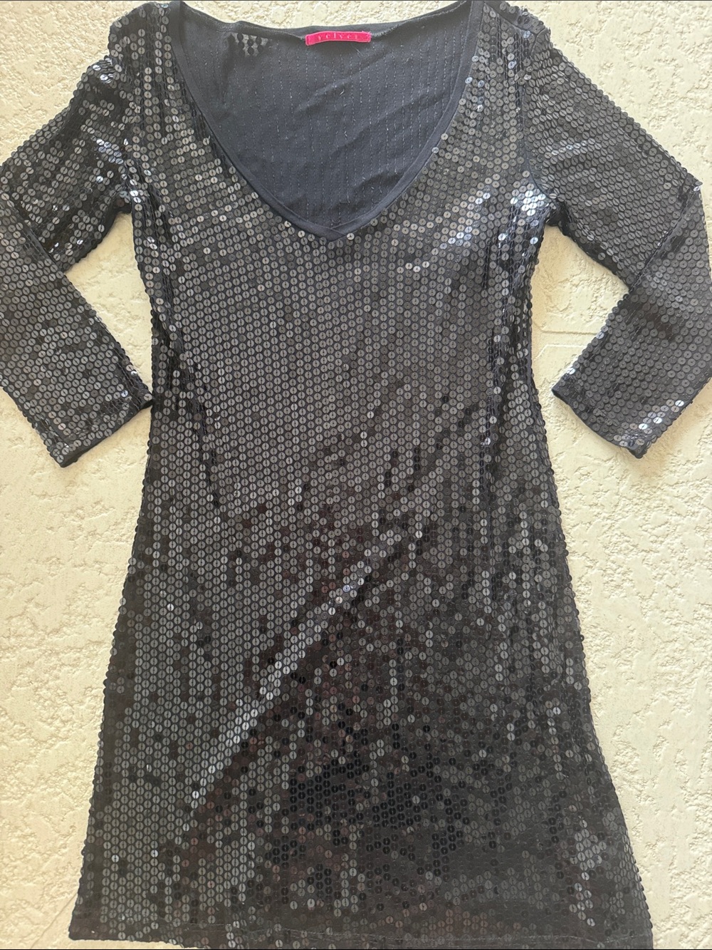 Velvet Black Sequin Scoop Neck Dress